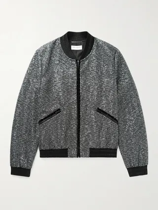 Teddy Slim-Fit Sequinned Cotton-Blend Tweed Bomber Jacket