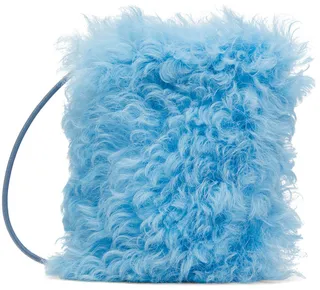 Dries Van Noten Blue Shearling Small Shoulder Bag