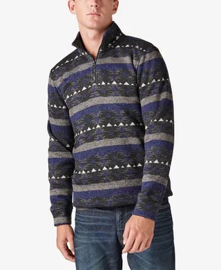 Lucky Brand Men's Los Feliz Half Zip Mock Neck Sweater
