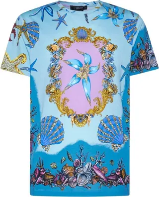 Versace Allover Graphic Printed Crewneck T-Shirt