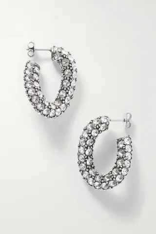 Isabel Marant - Silver-tone Crystal Hoop Earrings - One size