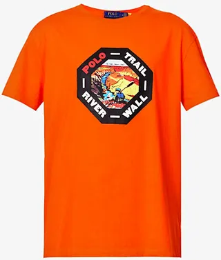 ens Sailing Orange Branded-print Short-sleeved Cotton-jersey T-shirt