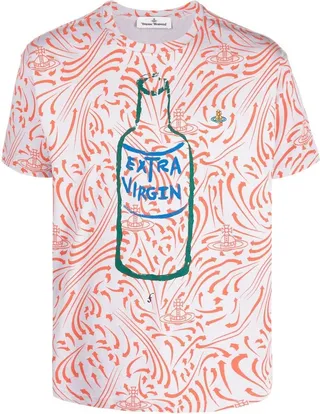 extra-virgin graphic-print logo T-shirt
