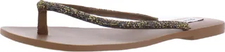 Simplicity Womens Rhinestone Slip On Flip-Flops