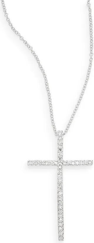 Women's Diamond & 14K White Gold Cross Pendant Necklace