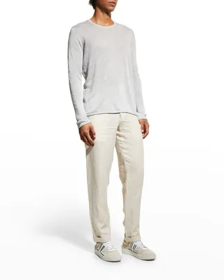 Men's Stripe Linen Pullover Sweater