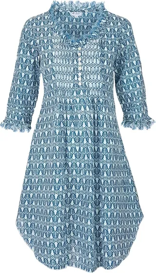 At Last... - Annabel Cotton Tunic In Fresh Navy & White