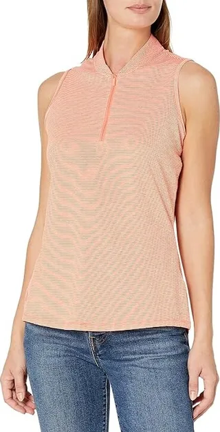 adidas Golf Two-Color Ottoman Polo Shirt (Coral Fusion) Women's Clothing
