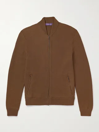 Silk and Cotton-Blend Zip-Up Sweater