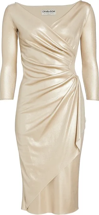 Charisse Splendid Metallic Jaquard Knee-Length Dress
