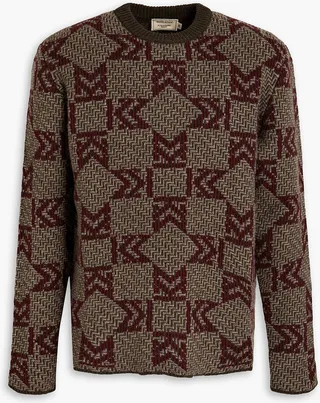 Jacquard-knit wool sweater