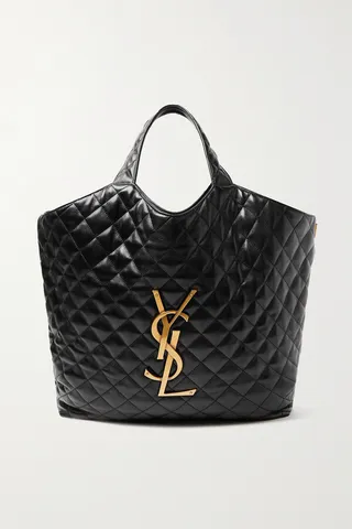 SAINT LAURENT - Icare Extra Large Embellished Quilted Leather Tote - Black