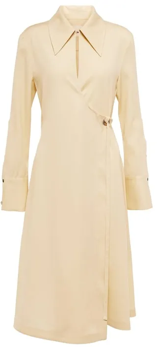 Wool twill wrap dress