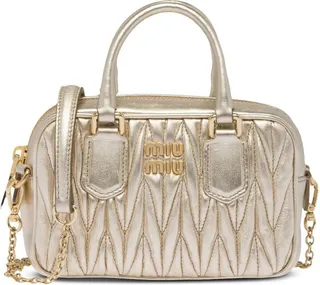 Metallic-Finish Quilted Tote Bag