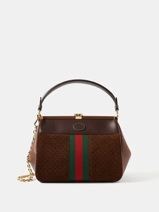 Virgo Gg-monogram Velvet And Leather Handbag