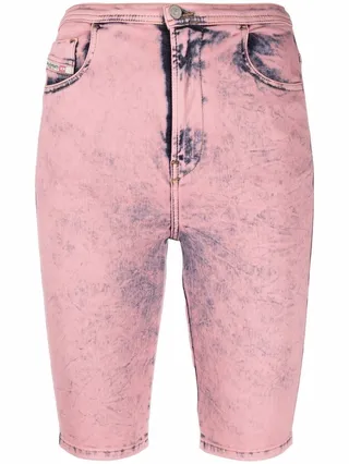 Bleach-Wash Five-Pocket Denim Shorts