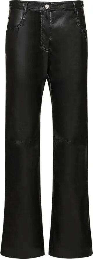 Faux leather straight pants
