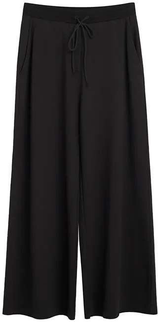 French Terry Wide-Leg Cropped Pant