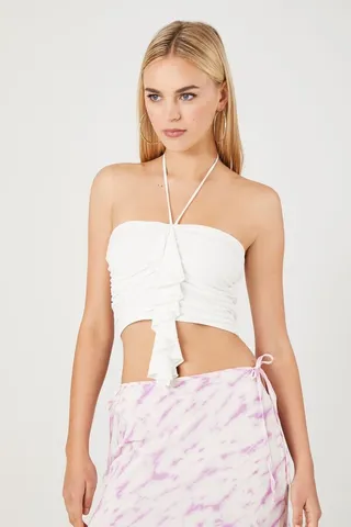 Ruffle Cropped Halter Top