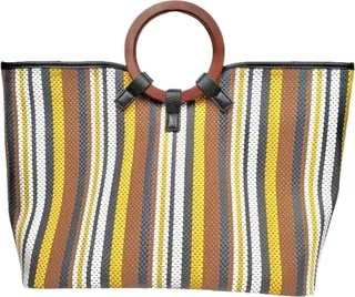 Woven Tote Bag in Striped