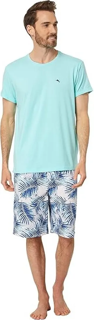 Tommy Bahama Woven Jam PJ Set (White Fronds) Men's Pajama Sets