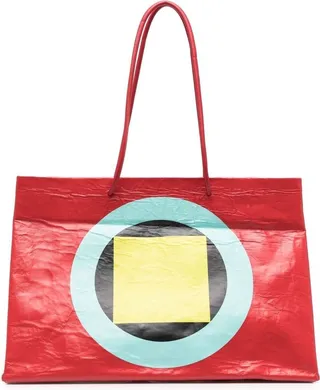 Geometric-Print Tote Bag