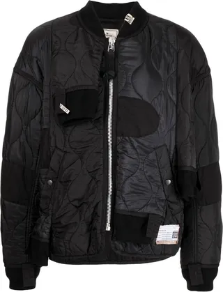 Patchwork Quilted Bomber Jacket