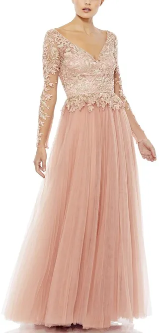Long Sleeve A-Line Gown