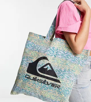 Quiksilver The Classic pattern tote bag in blue Exclusive at ASOS