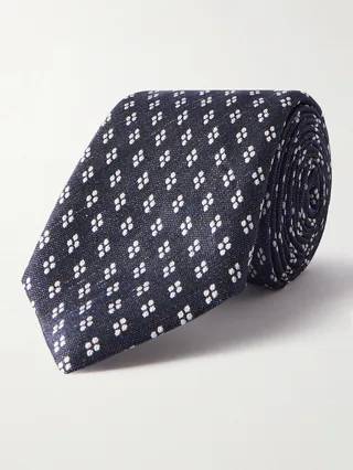 8cm Silk and Linen-Blend Tie