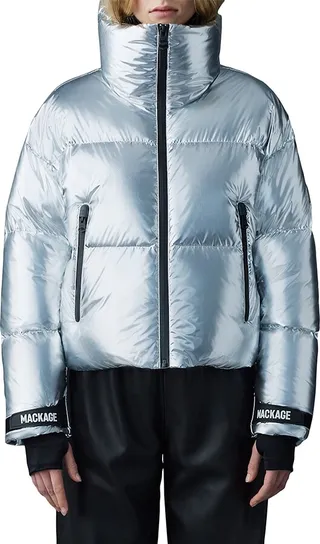 Mylah Metallic Logo Down Jacket
