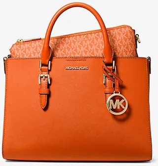 Charlotte Medium 2-in-1 Saffiano Leather and Logo Tote Bag