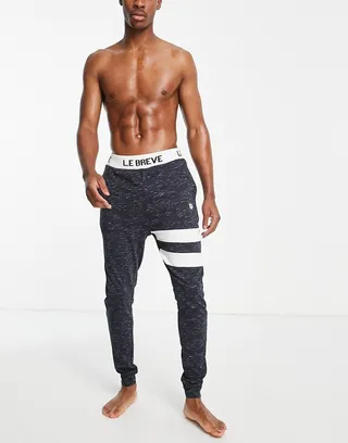Le Breve striped lounge pants in navy and white - part of a set