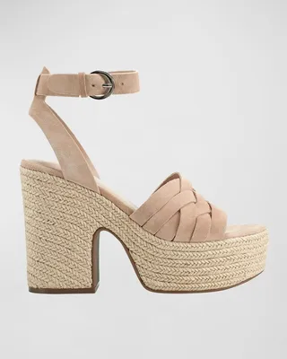 Oaten Woven Suede Ankle-Strap Espadrilles