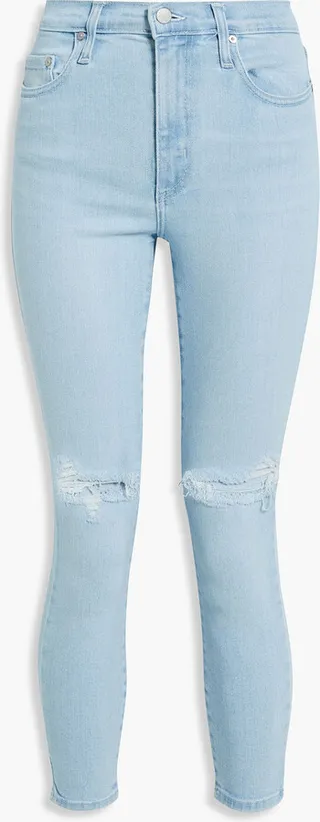 Cult cropped distressed high-rise skinny jeans