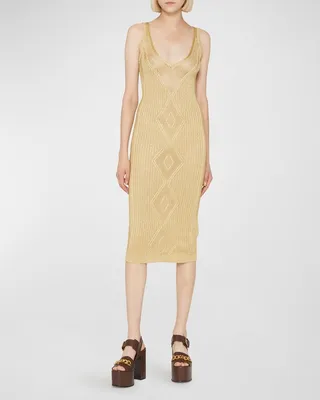 Abito Maglia Metallic Knit Midi Dress