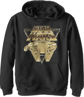 Boy's Star Wars The Last Jedi Millennium Falcon Pixel Pull Over Hoodie - Black - X Large