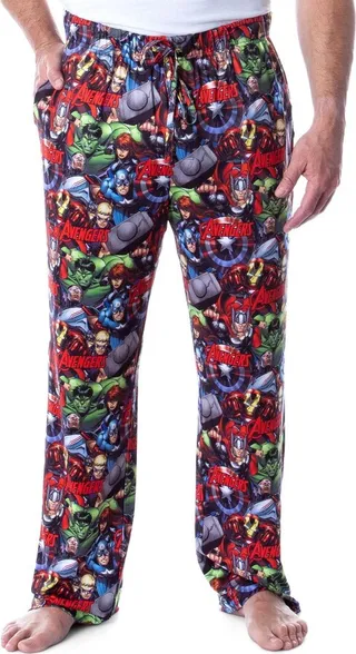 Marvel Mens' Avengers Unite Allover Character Loungewear Pajama Pants (L) Multicoloured