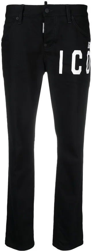 Icon-print slim-fit jeans