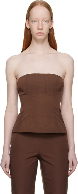 Staud Brown Woodgrain Camisole