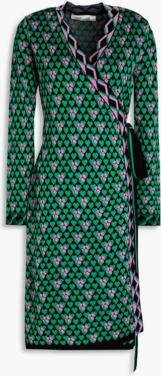 Alexandrina jacquard-knit wrap dress