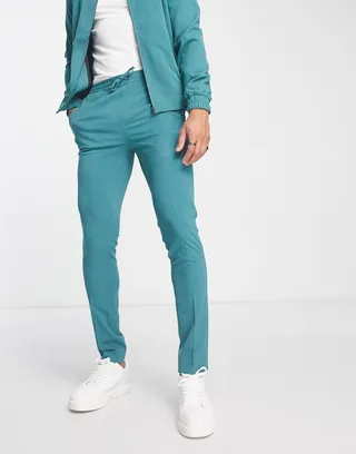 ASOS DESIGN smart skinny pants in sage green - part of a set