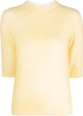 Short-Sleeve Cashmere Knitted Top