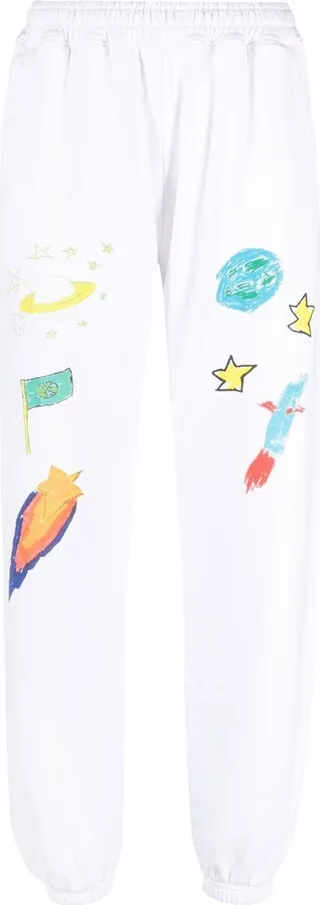 White Saturn Cotton Track Pants