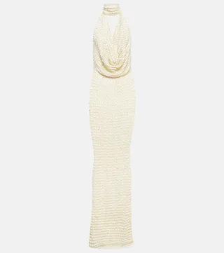 Sequined halterneck maxi dress