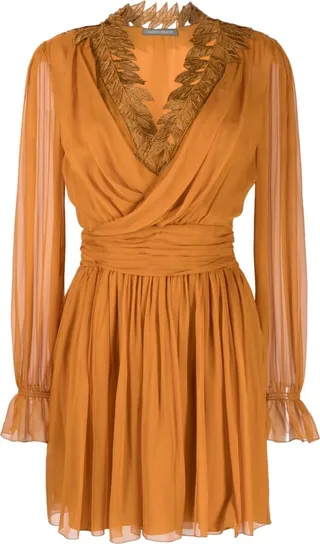 Ramage-Lace Silk Mini Dress