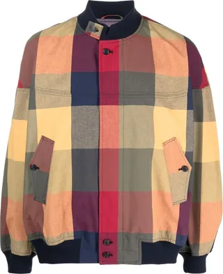 Check-Print Bomber Jacket