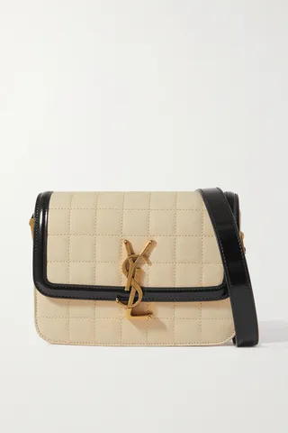 SAINT LAURENT - Solferino Small Leather-trimmed Quilted Suede Shoulder Bag - Brown