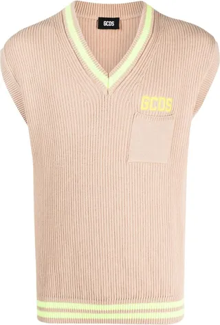 Logo-Intarsia V-Neck Knit Vest