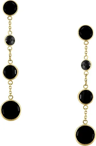 14K Yellow Gold & Onyx Dangle Earrings